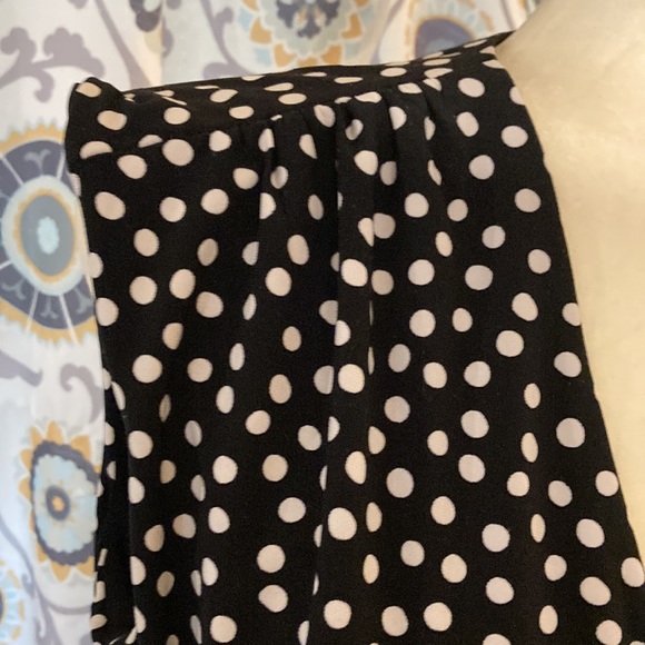 Dress by Jones New York in white polka dot on black, gathered bust & waist - Picture 3 of 7